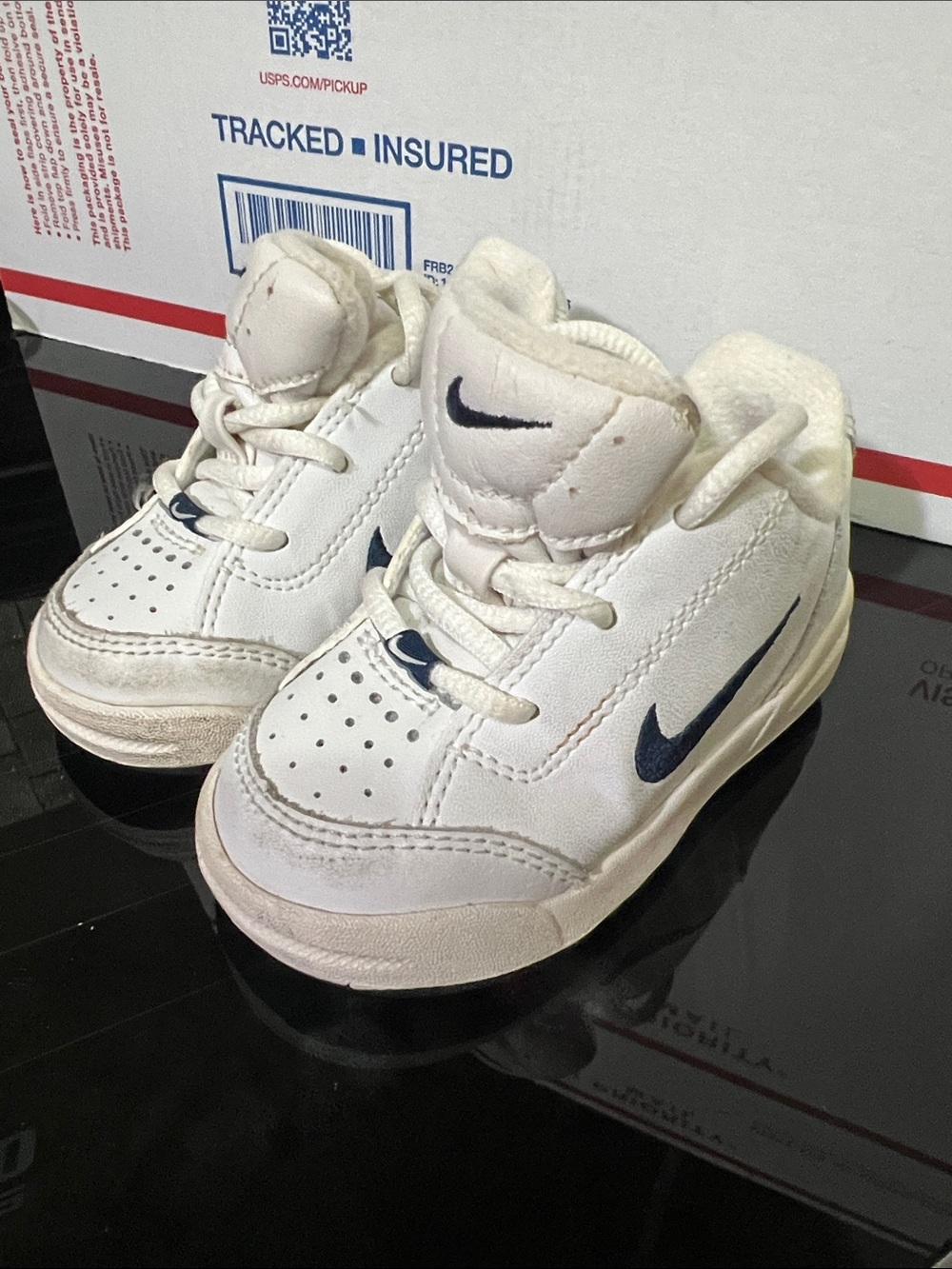 Nike Kids White and Navy High-Top Sneakers